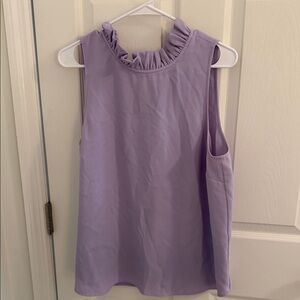 J. Crew Lilac Ruffle Neck Sleeveless Blouse